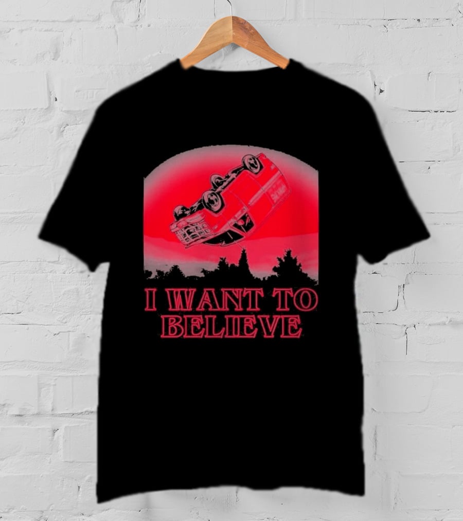 The X Files I Want To Believe Upside Down Car T-Shirt