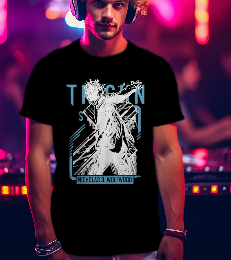Trigun Stampede Nicholas D Wolfwood Cross Sketch T-Shirt