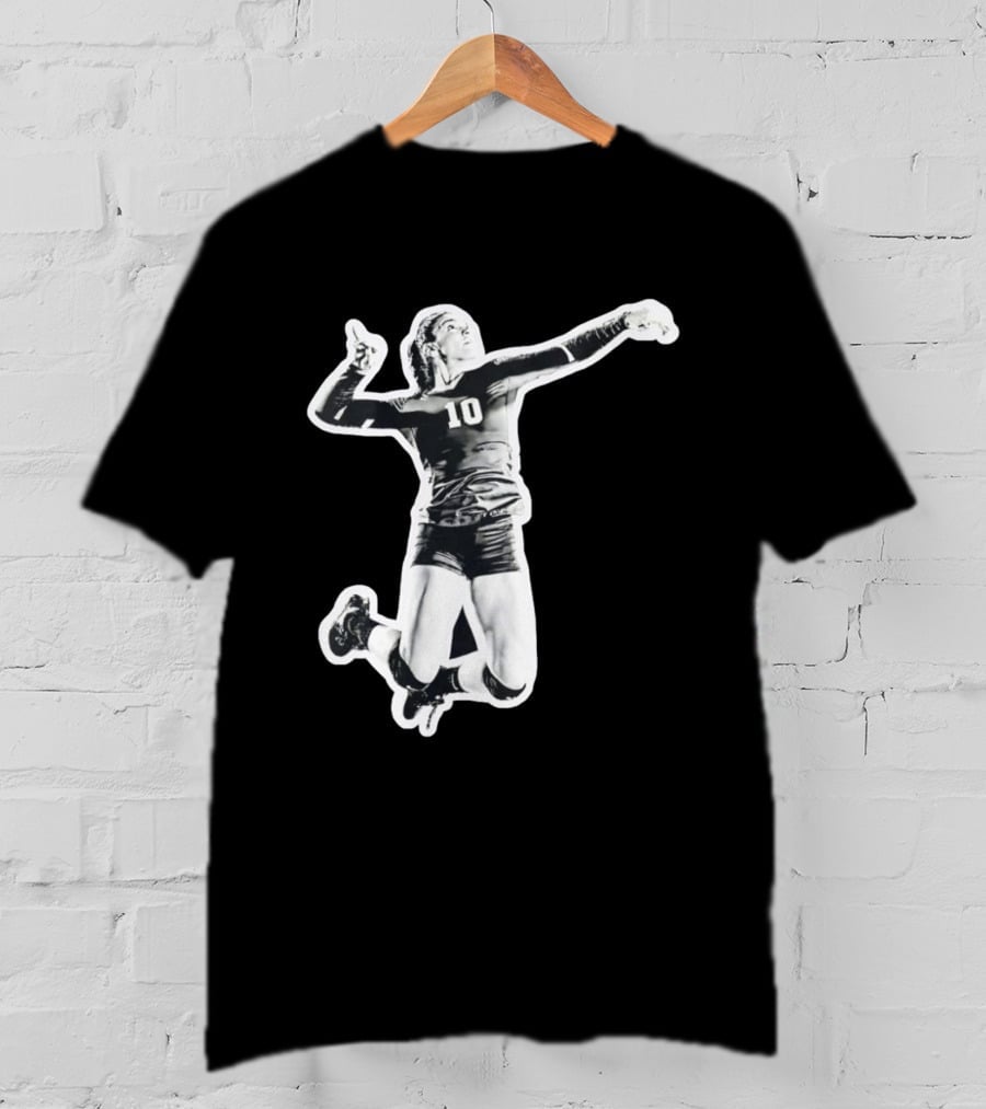 Volleyball Number 10 Athlete In Mid Air Motion T-Shirt