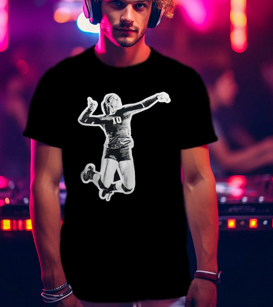 Volleyball Number 10 Athlete In Mid Air Motion T-Shirt