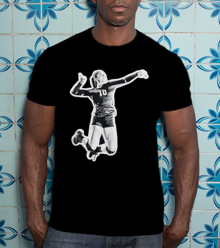 Volleyball Number 10 Athlete In Mid Air Motion T-Shirt