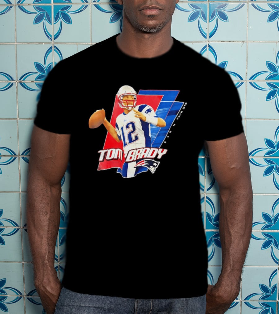 New England Patriots Tom Brady 12 Football Quarterback Iconic Action Pose T-Shirt