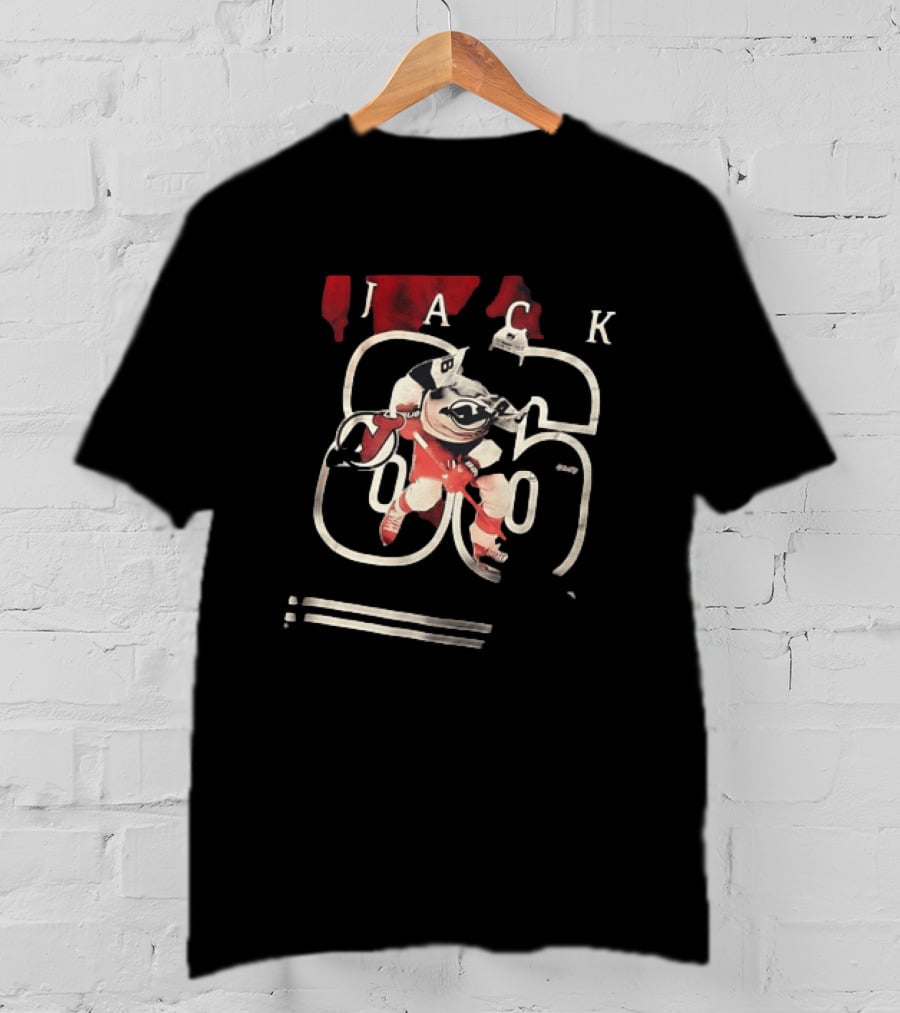 New Jersey Devils Jack Hughes 86 Hockey Player Action Pose T-Shirt