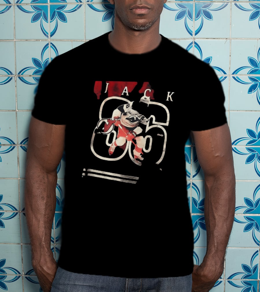 New Jersey Devils Jack Hughes 86 Hockey Player Action Pose T-Shirt