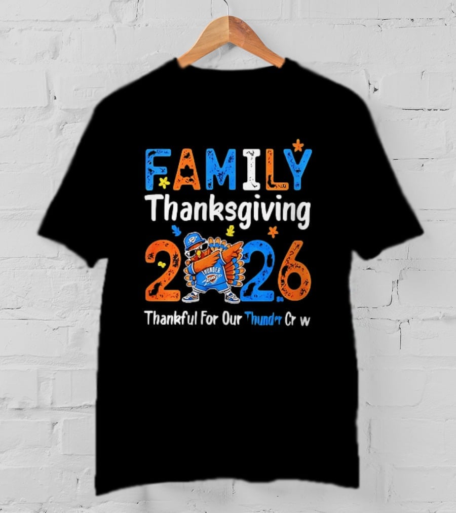 Family Thanksgiving 2026 Thankful For Our Thunder Crew Dabbing Turkey T-Shirt
