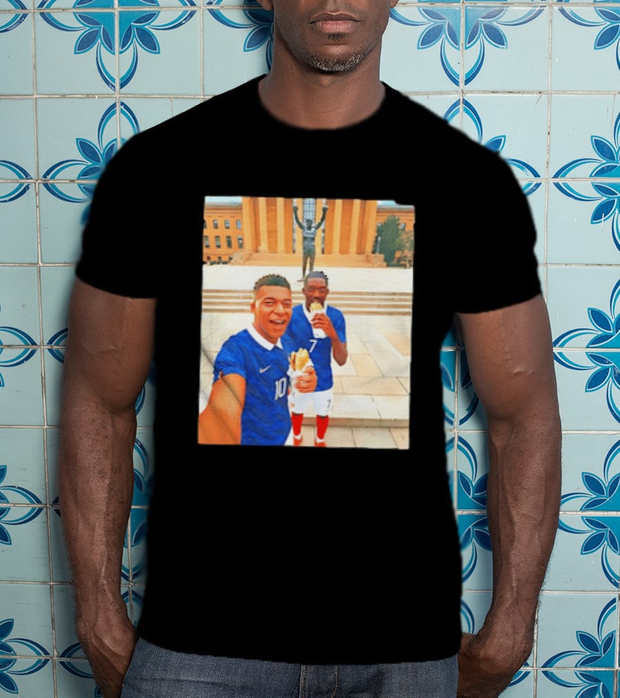 Ousmane Dembele Kylian Mbappe Philadelphia Museum Iconic Pose T-Shirt
