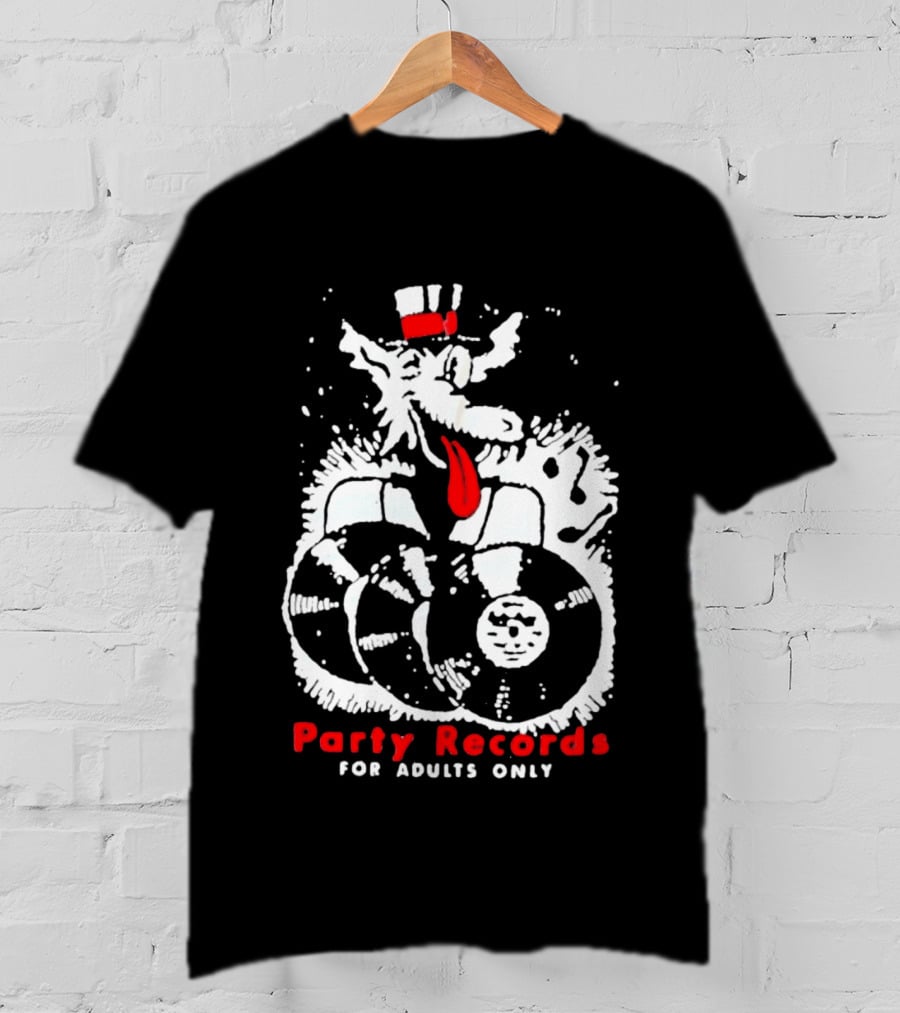 Party Records For Adults Only Wolf Vinyl Spinning T-Shirt