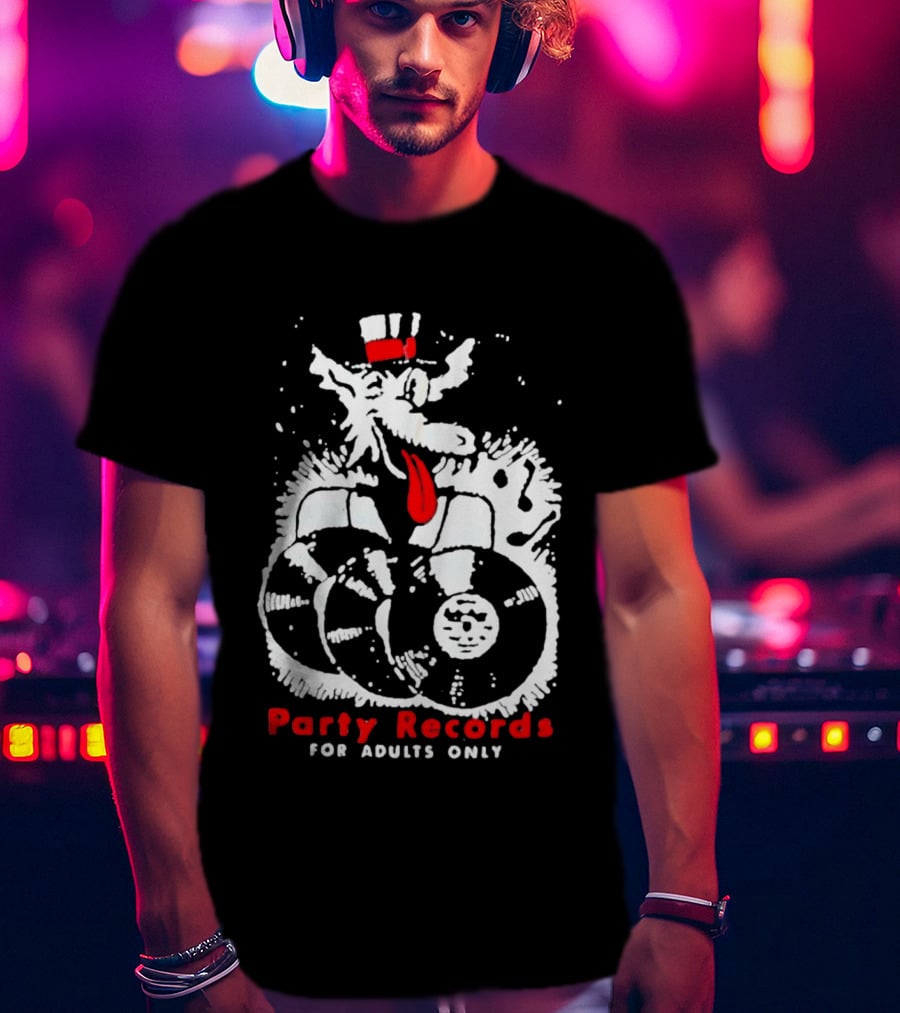 Party Records For Adults Only Wolf Vinyl Spinning T-Shirt
