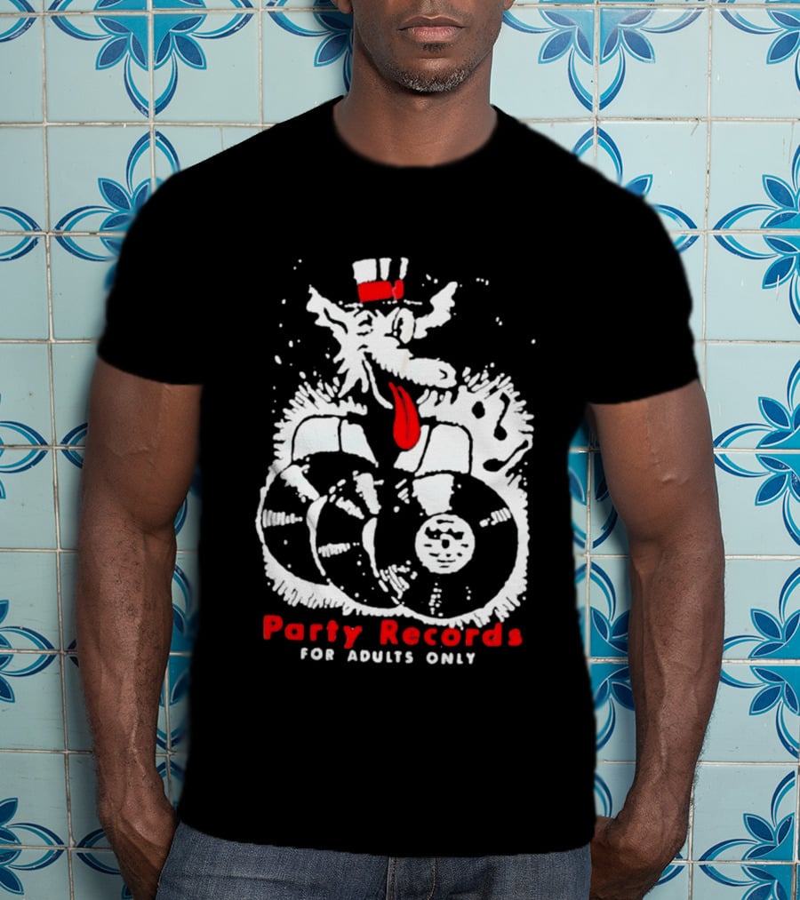 Party Records For Adults Only Wolf Vinyl Spinning T-Shirt