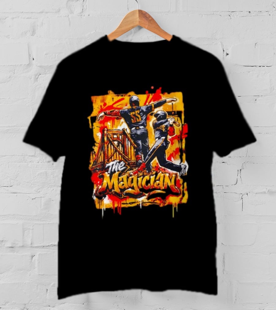 Pittsburgh Pirates The Magician Number 55 Baseball Player Art With Bridge T-Shirt