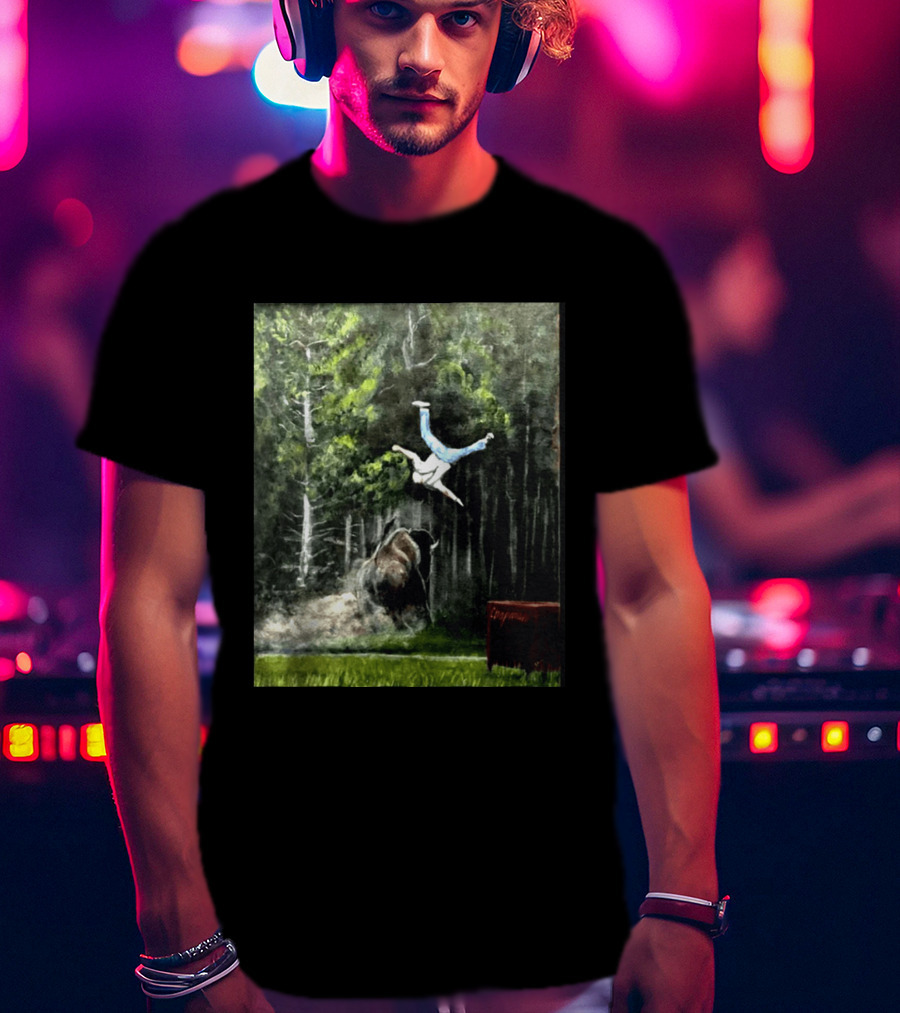 Raccoon Flaming Fart Chaos With Hippo And Unexpected Forest Flip T-Shirt