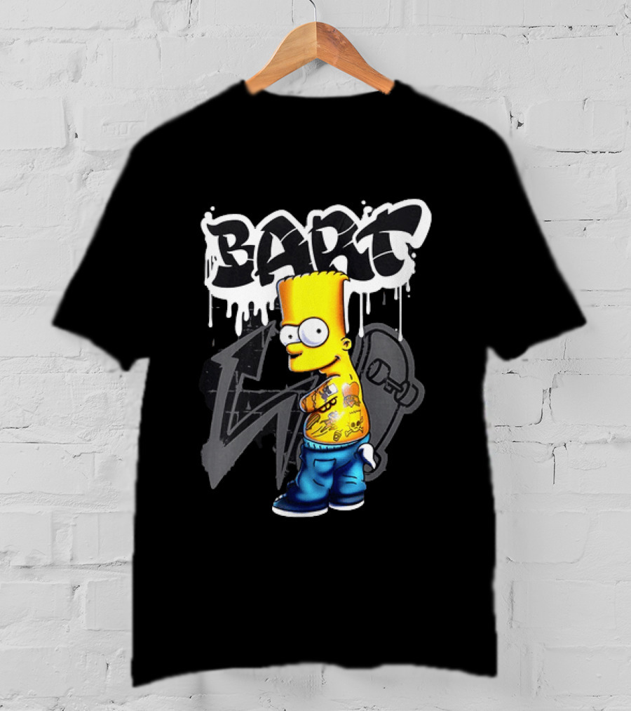 Bart Simpson Street Style Skateboard Graffiti Tattoos T-Shirt