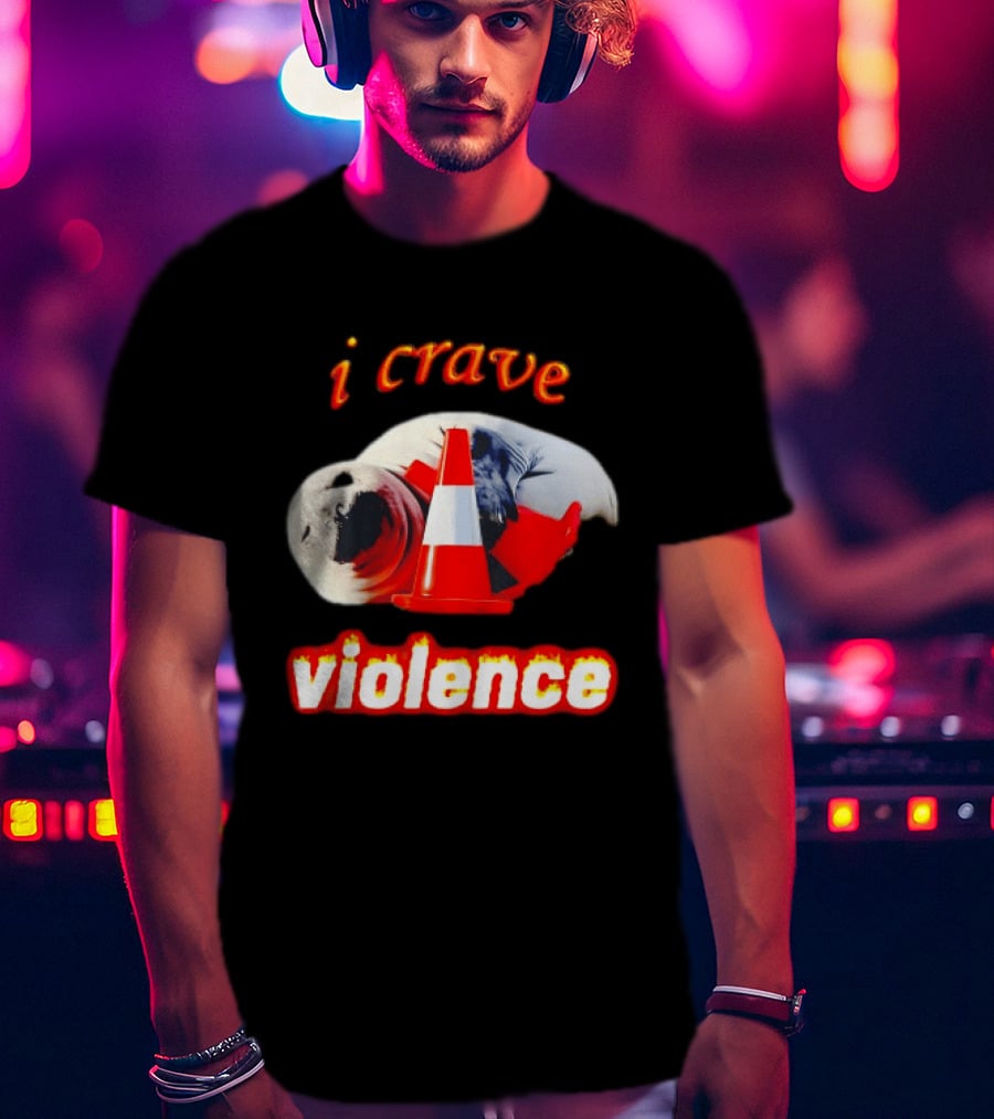 Seal With Traffic Cone I Crave Violence T-Shirt