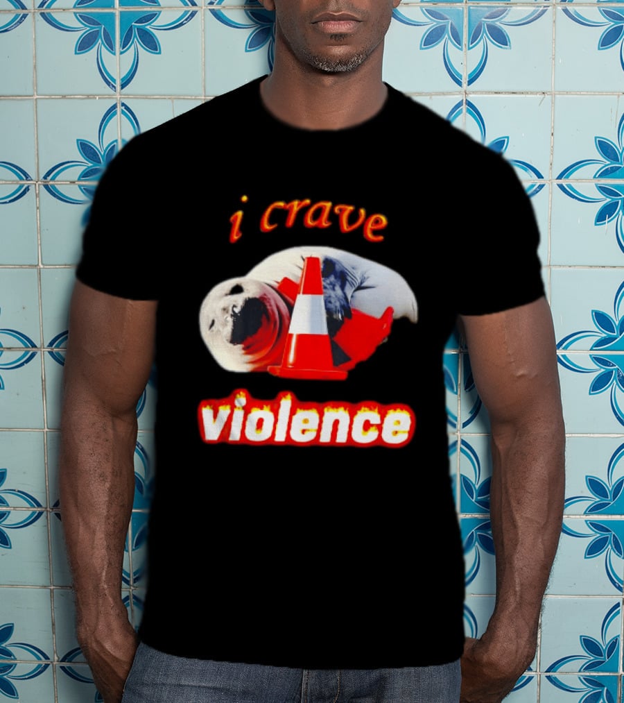 Seal With Traffic Cone I Crave Violence T-Shirt