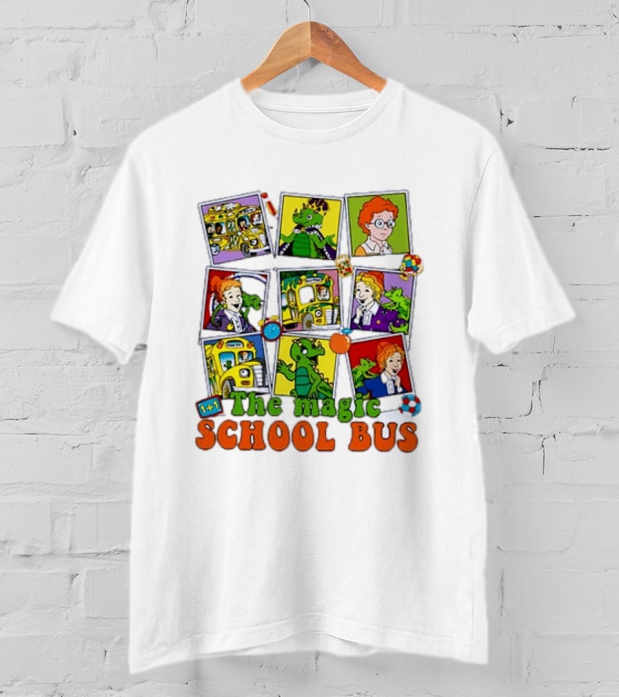 1+1 The Magic School Bus Characters And Adventure Scenes T-Shirt