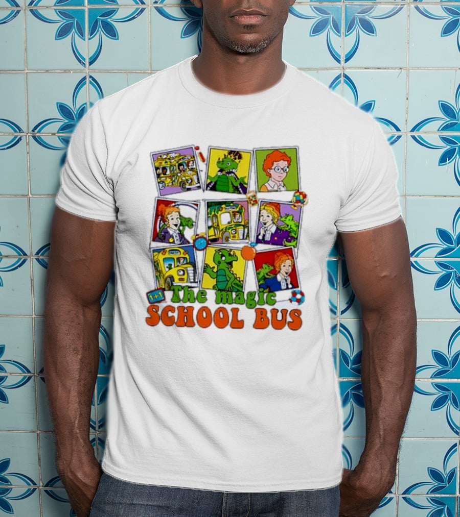 1+1 The Magic School Bus Characters And Adventure Scenes T-Shirt