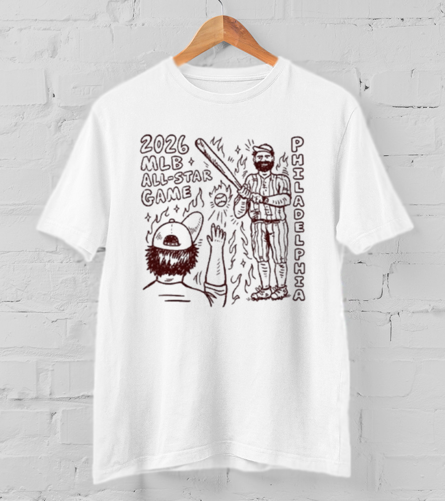 2026 MLB All Star Game Philadelphia Baseball Player Bat Cartoon T-Shirt