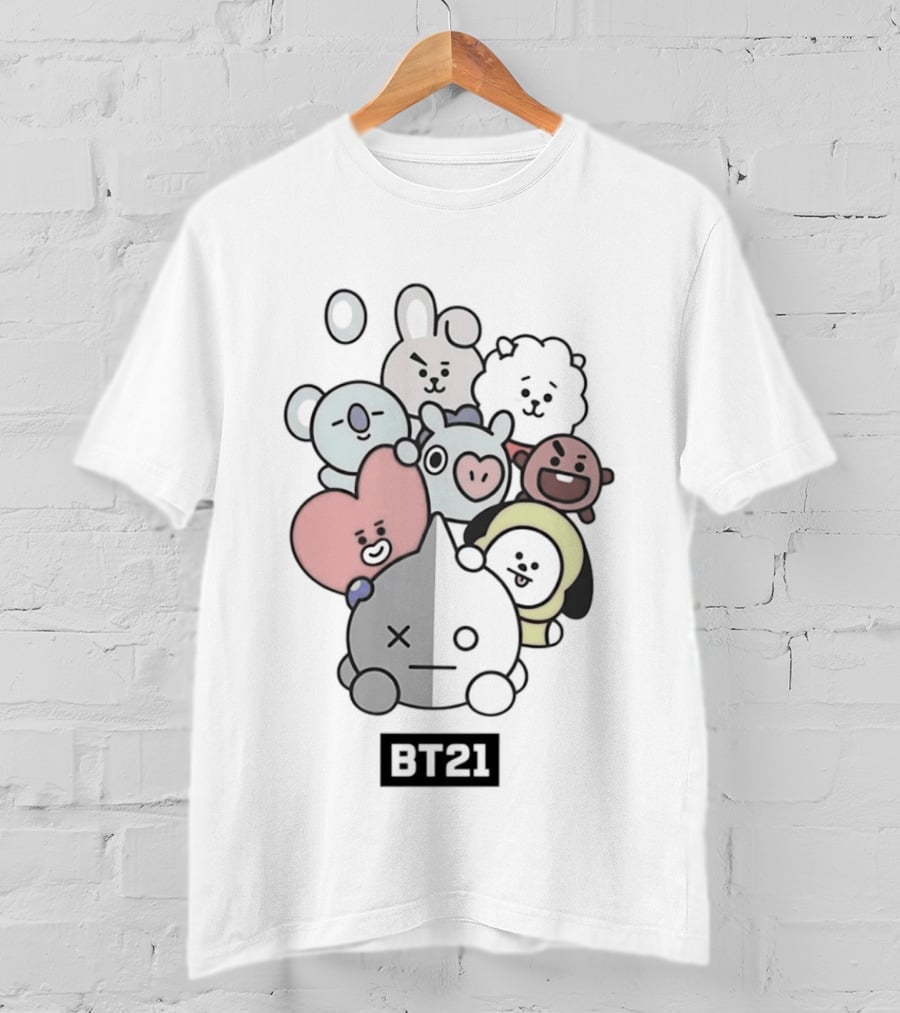 BT21 Kpop Cartoon Characters Vibrant Group T-Shirt
