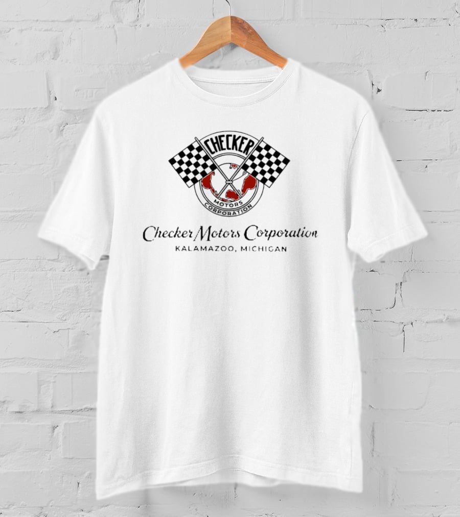 Checker Motors Corporation Checker Flags Globe Kalamazoo Michigan T-Shirt