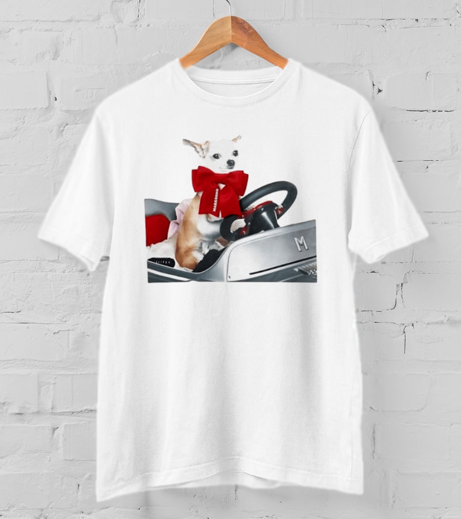 Chihuahua Puppy In Toy Car With Markgong Ribbon T-Shirt