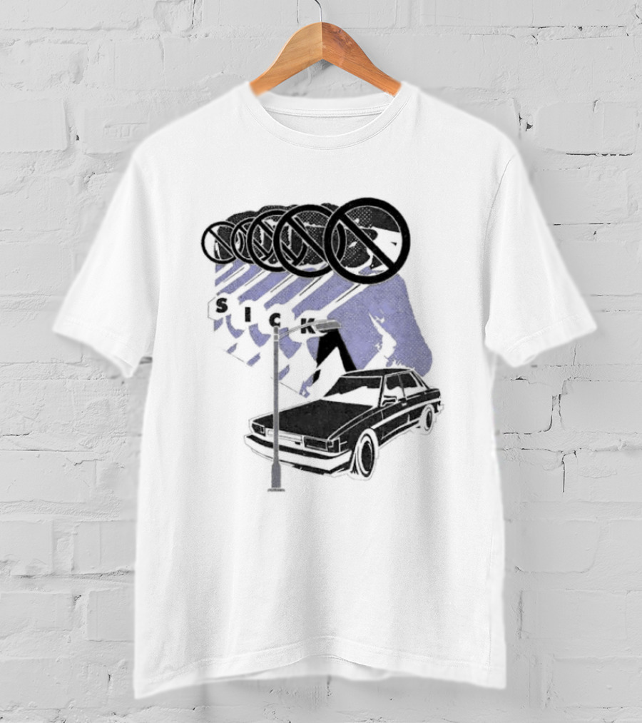 Sick Car Sedan Street Lamp Urban Environment Walking Man T-Shirt
