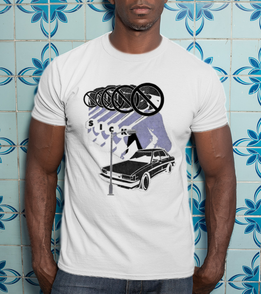 Sick Car Sedan Street Lamp Urban Environment Walking Man T-Shirt