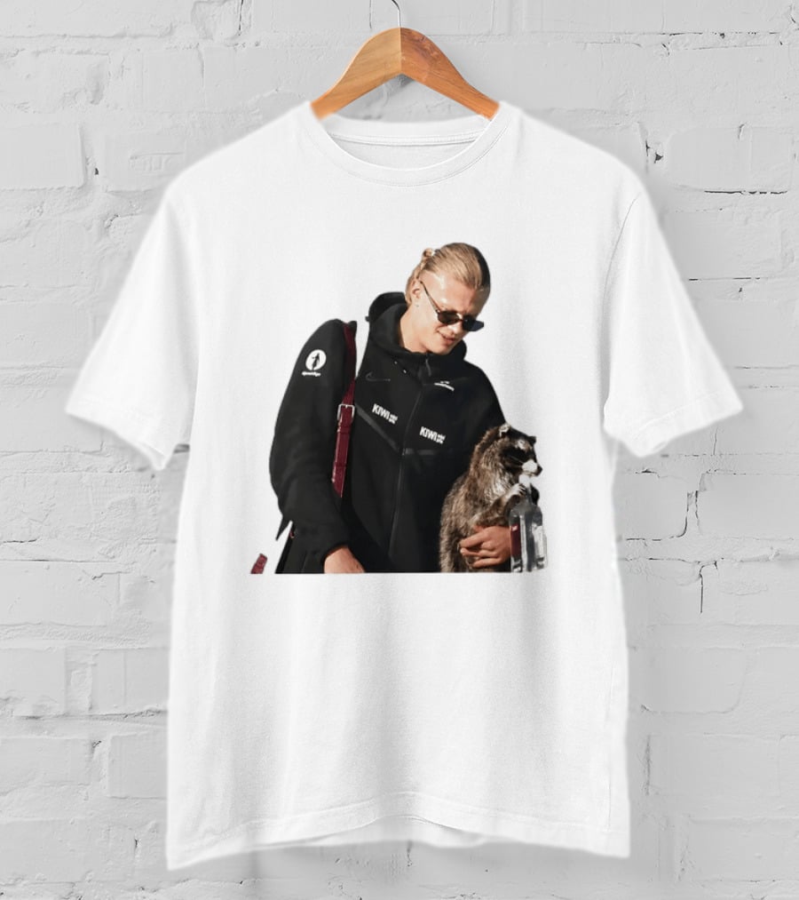 Erling Haaland Raccoon Meme Football KIWI K SPACE Texas T-Shirt