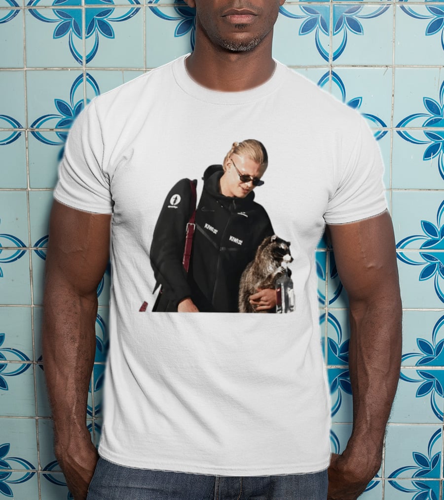 Erling Haaland Raccoon Meme Football KIWI K SPACE Texas T-Shirt