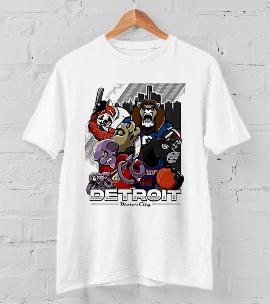 Motor City Detroit Tigers Lions Red Wings Pistons Athletic Sports Fan Gear T-Shirt