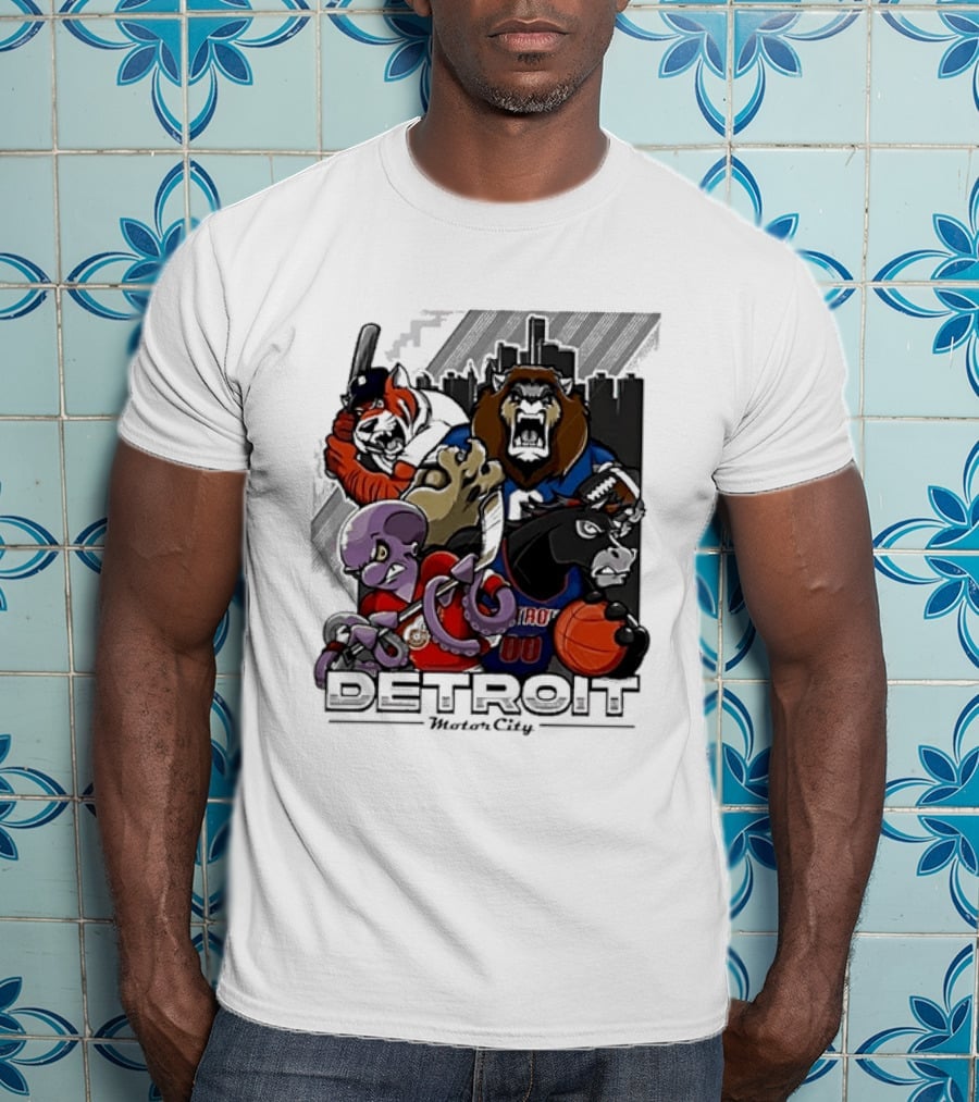 Motor City Detroit Tigers Lions Red Wings Pistons Athletic Sports Fan Gear T-Shirt