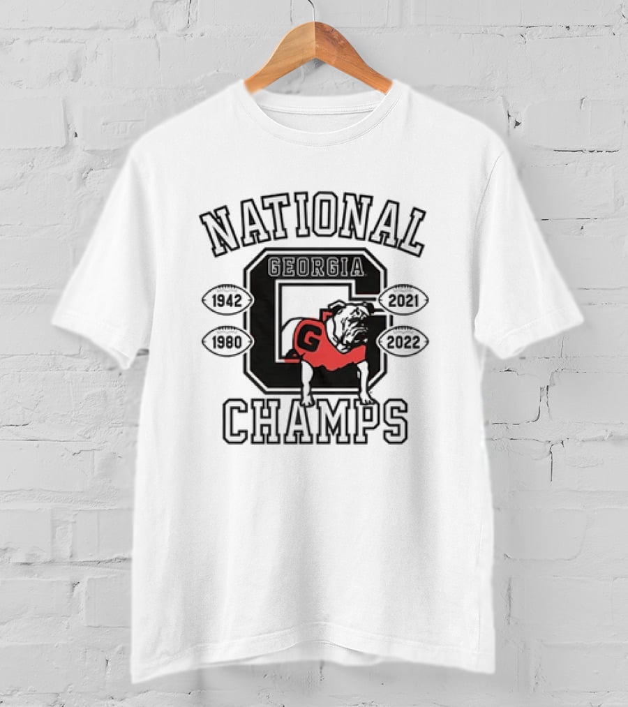 Georgia National Champs 1942 1980 2021 2022 Football Bulldog T-Shirt