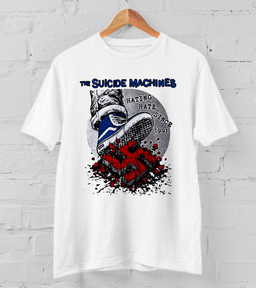The Suicide Machines Hating Hate Since 1991 Vans Shoe Kicking Swastika T-Shirt