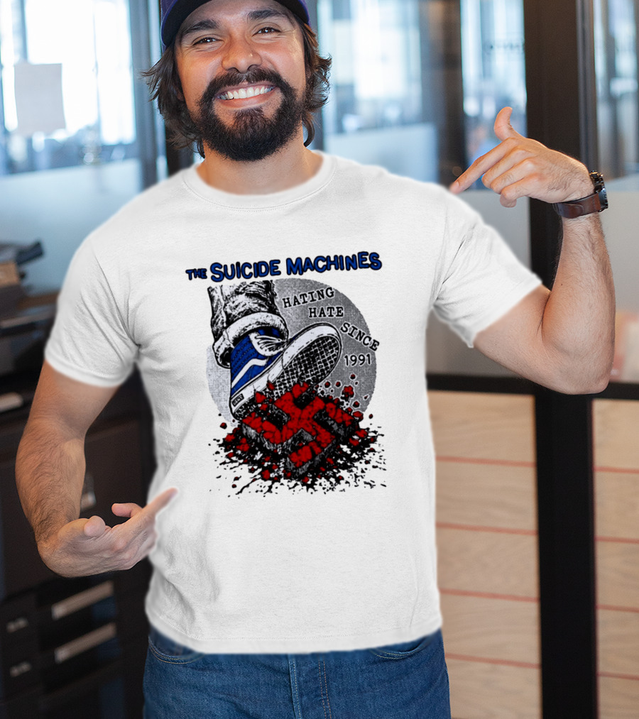The Suicide Machines Hating Hate Since 1991 Vans Shoe Kicking Swastika T-Shirt