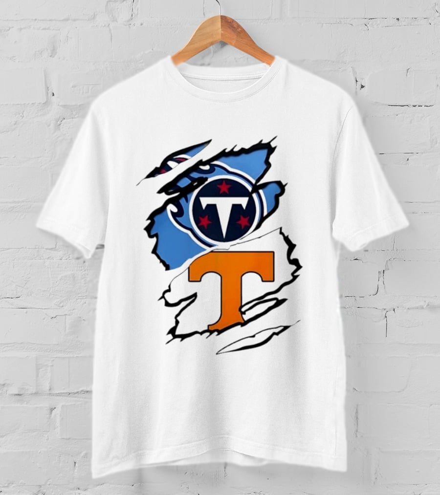TN State Pride Torn Tennessee Titans Volunteers T-Shirt