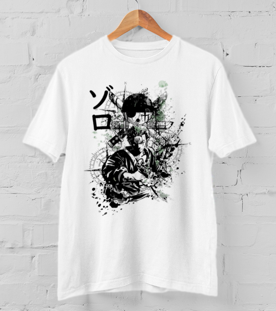 Japanese Kanji Ink Art With Splatter Effect T-Shirt