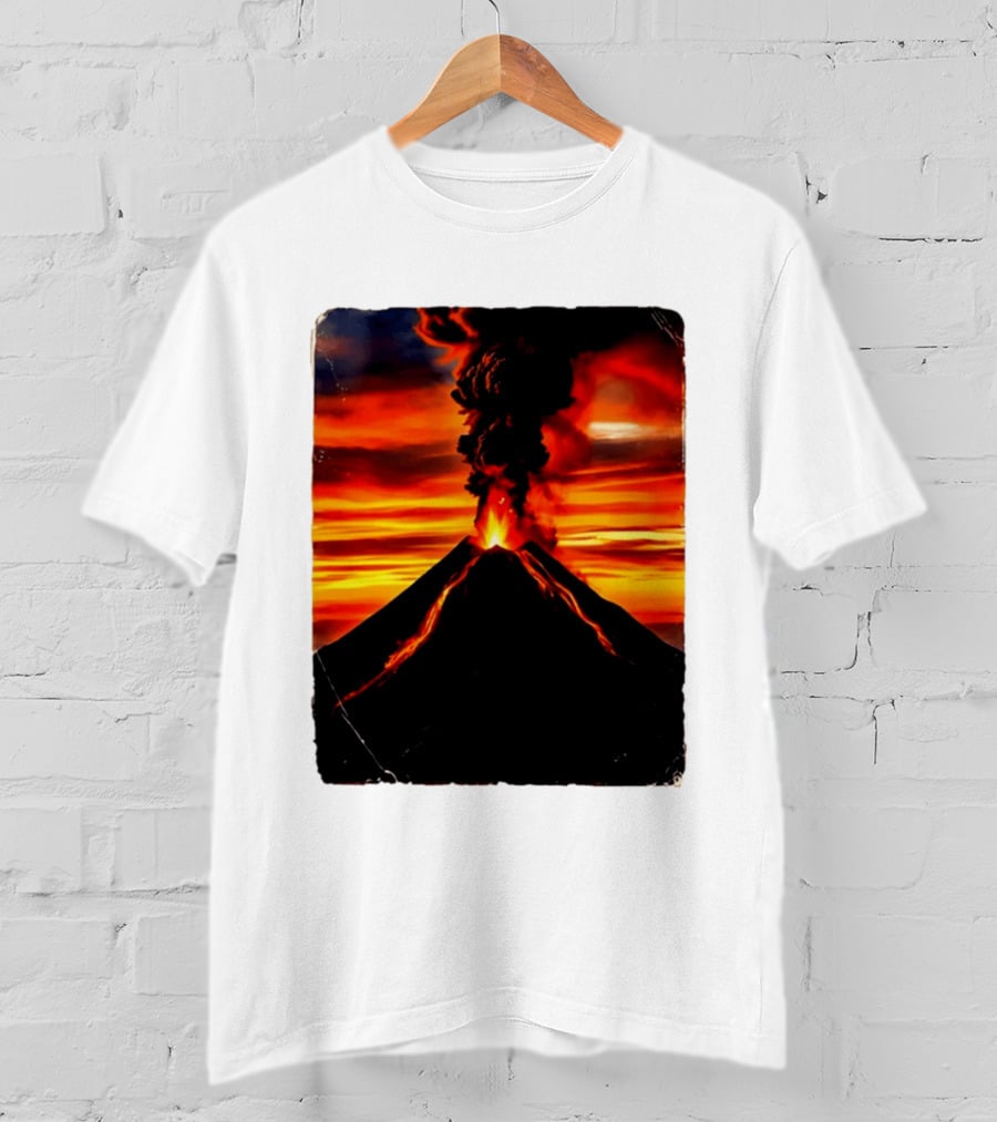 Volcanic Eruption Sunset Landscape Volcano Erupting At Dusk T-Shirt