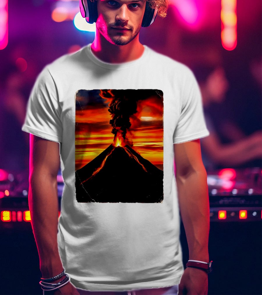 Volcanic Eruption Sunset Landscape Volcano Erupting At Dusk T-Shirt