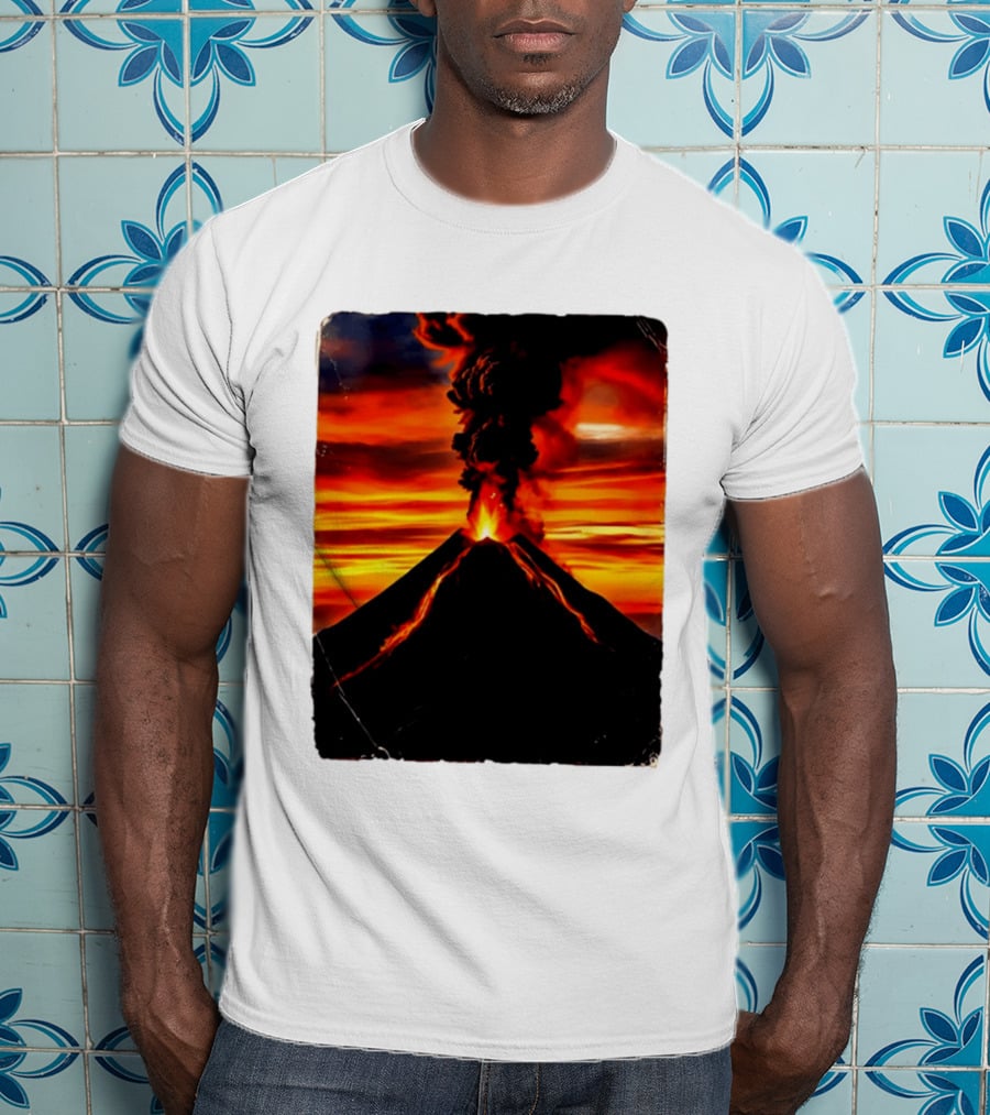Volcanic Eruption Sunset Landscape Volcano Erupting At Dusk T-Shirt