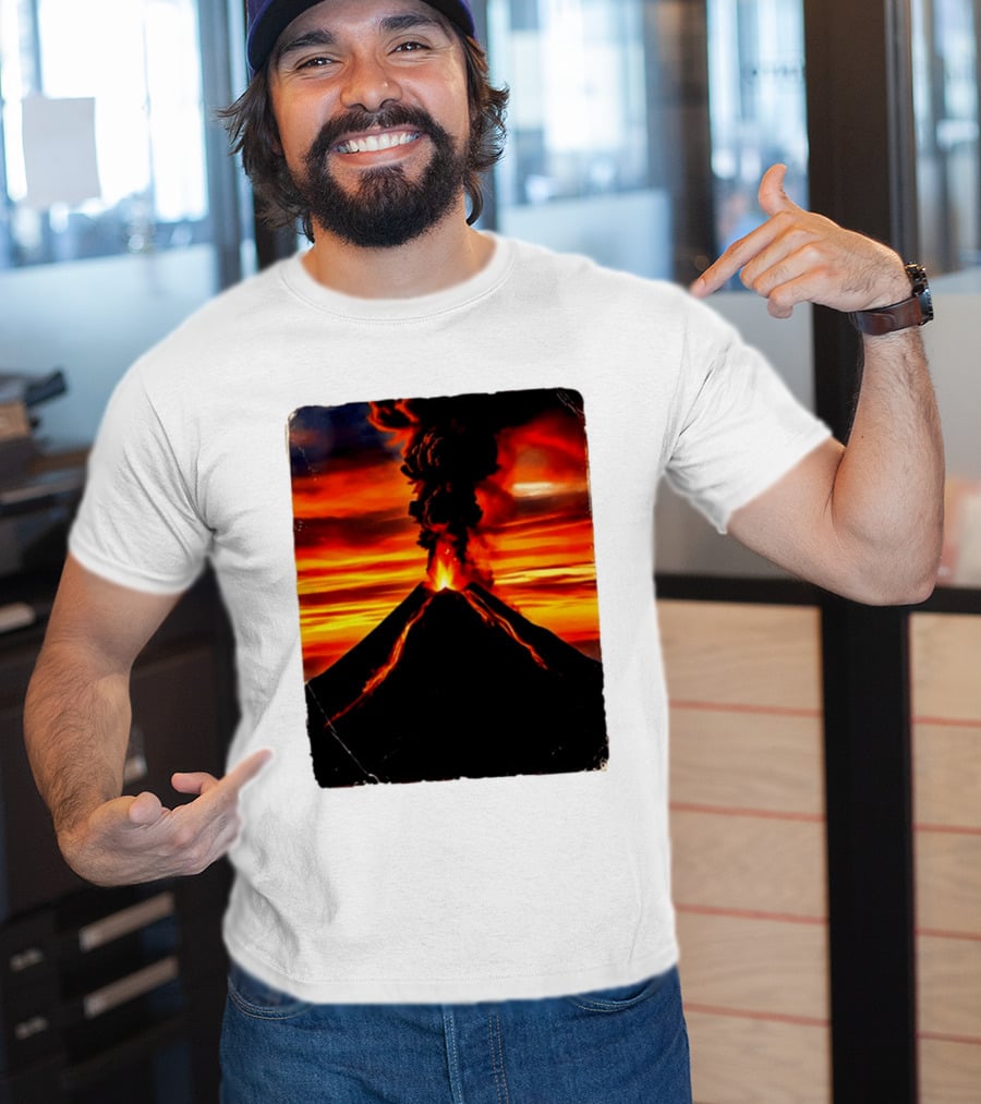 Volcanic Eruption Sunset Landscape Volcano Erupting At Dusk T-Shirt