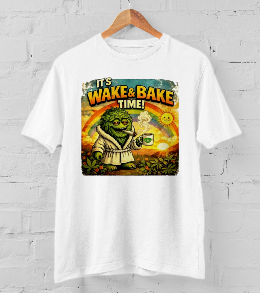 It's Wake And Bake Time Chief Greenbud Smoking Rainbow Sun Cannabis T-Shirt