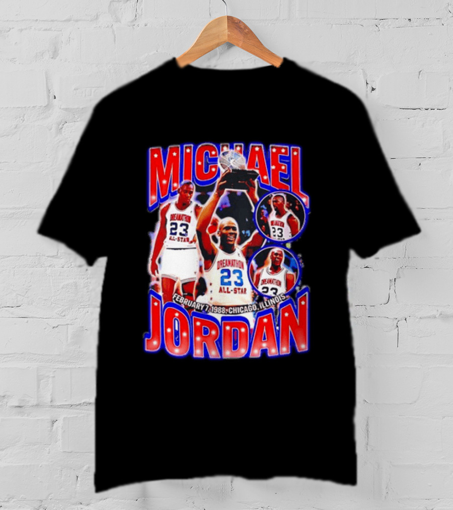 Michael Jordan February 7 1988 Chicago Illinois All Star Trophy Dream Team 23 T-Shirt