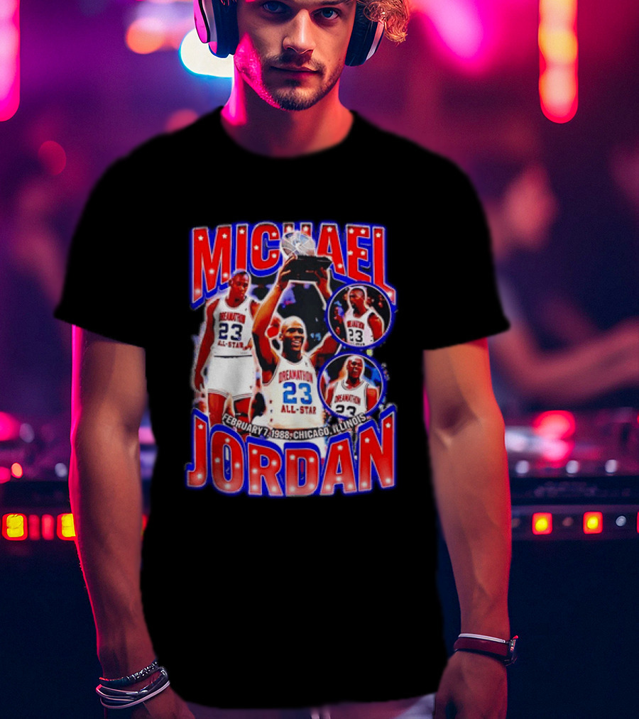 Michael Jordan February 7 1988 Chicago Illinois All Star Trophy Dream Team 23 T-Shirt