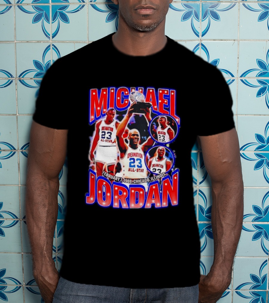 Michael Jordan February 7 1988 Chicago Illinois All Star Trophy Dream Team 23 T-Shirt