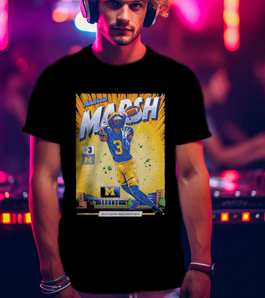 Andrew Marsh Michigan Wolverines Football Player Number 3 Comic T-Shirt