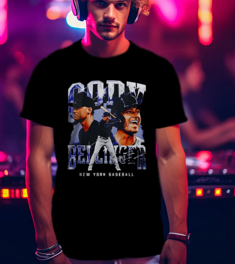 Cody Bellinger New York Baseball Player Portrait Collage T-Shirt