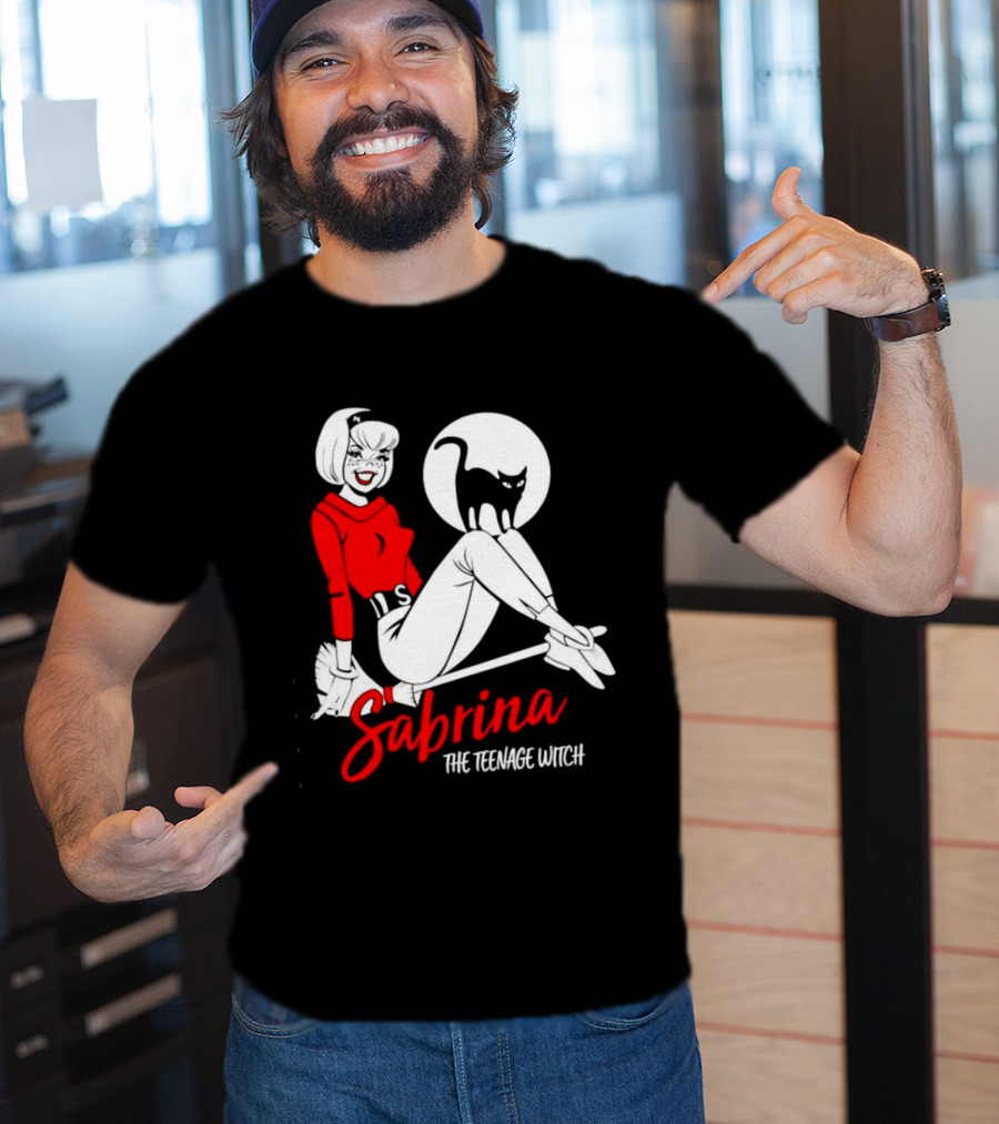 Sabrina The Teenage Witch Salem Cat Vintage Style Broomstick T-Shirt