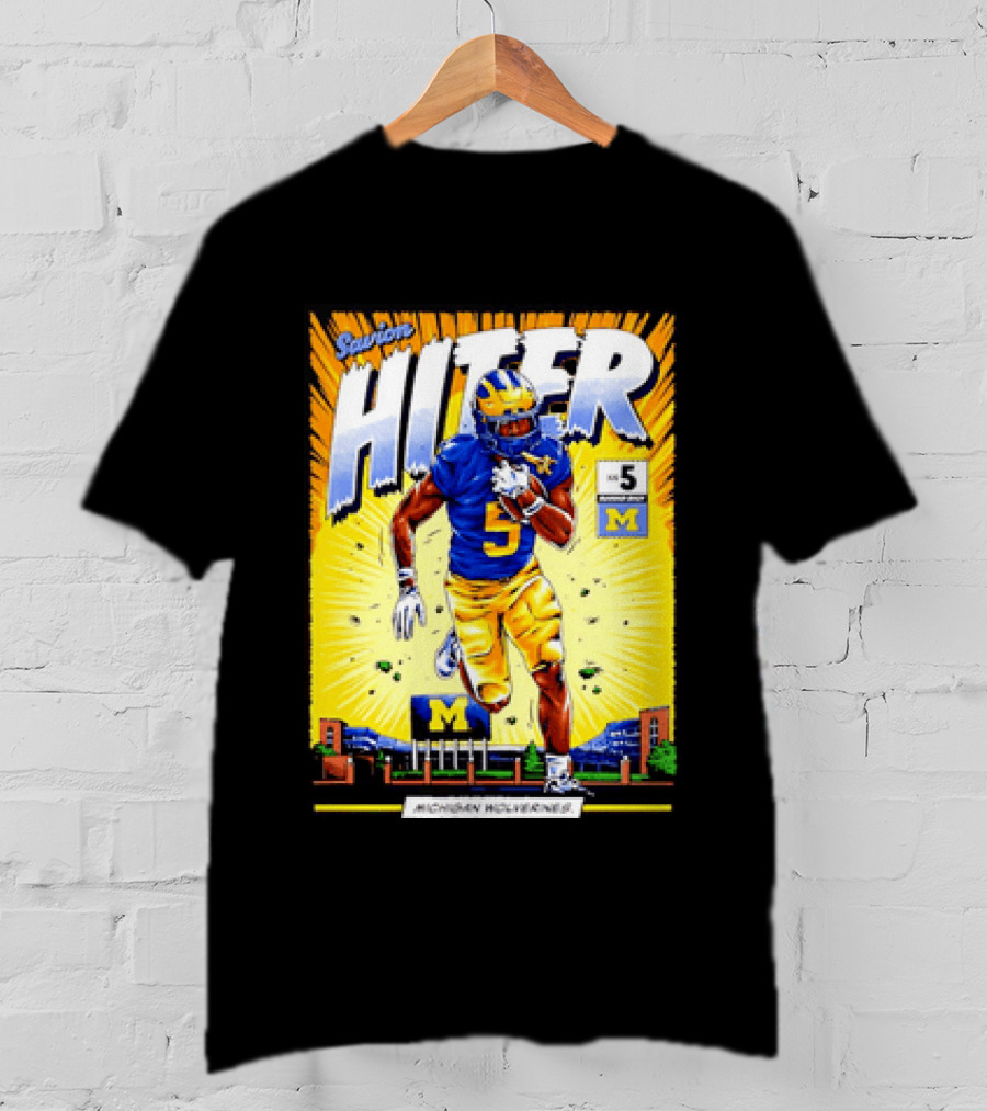 Savion Hiter Michigan Wolverines Football Number 5 Comic T-Shirt