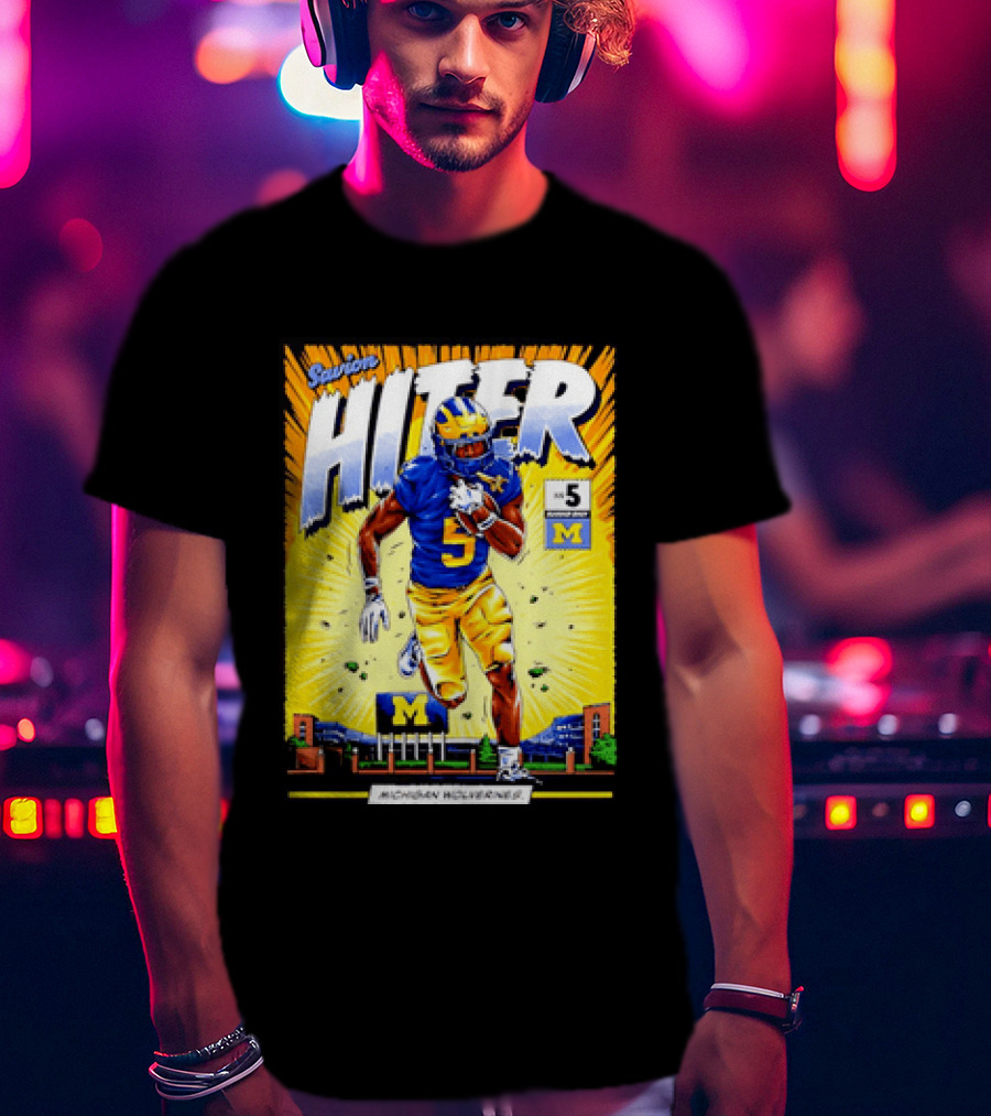 Savion Hiter Michigan Wolverines Football Number 5 Comic T-Shirt