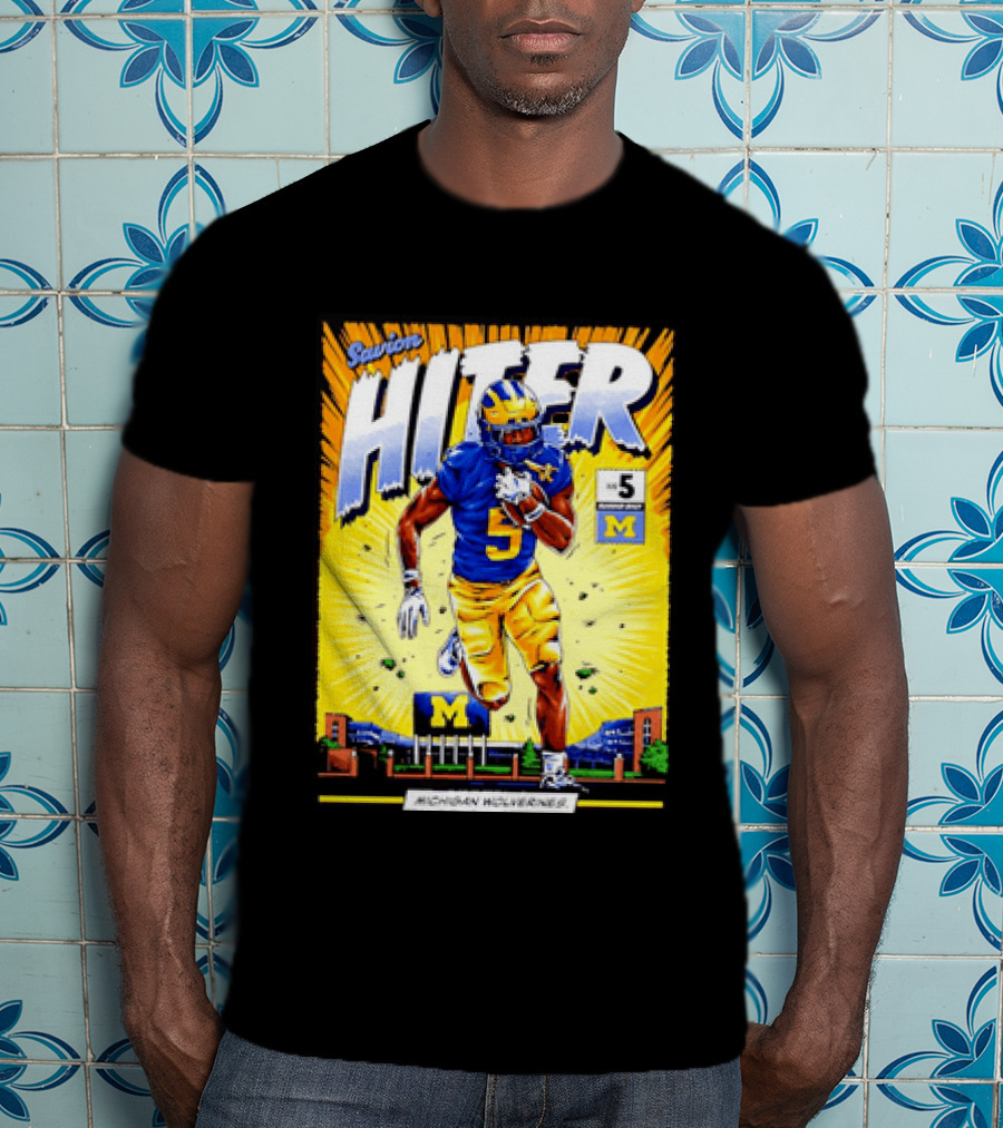 Savion Hiter Michigan Wolverines Football Number 5 Comic T-Shirt