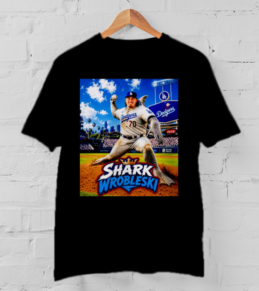 Shark Wrobleski Los Angeles Dodgers No 70 Iconic Baseball Player Fantasy T-Shirt